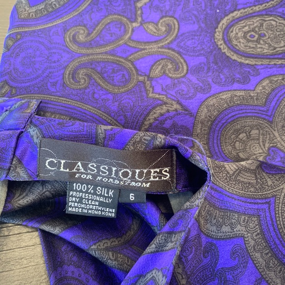 Vintage Nordstrom's Silk Black and Purple Paisley Blouse - Picture 3 of 3